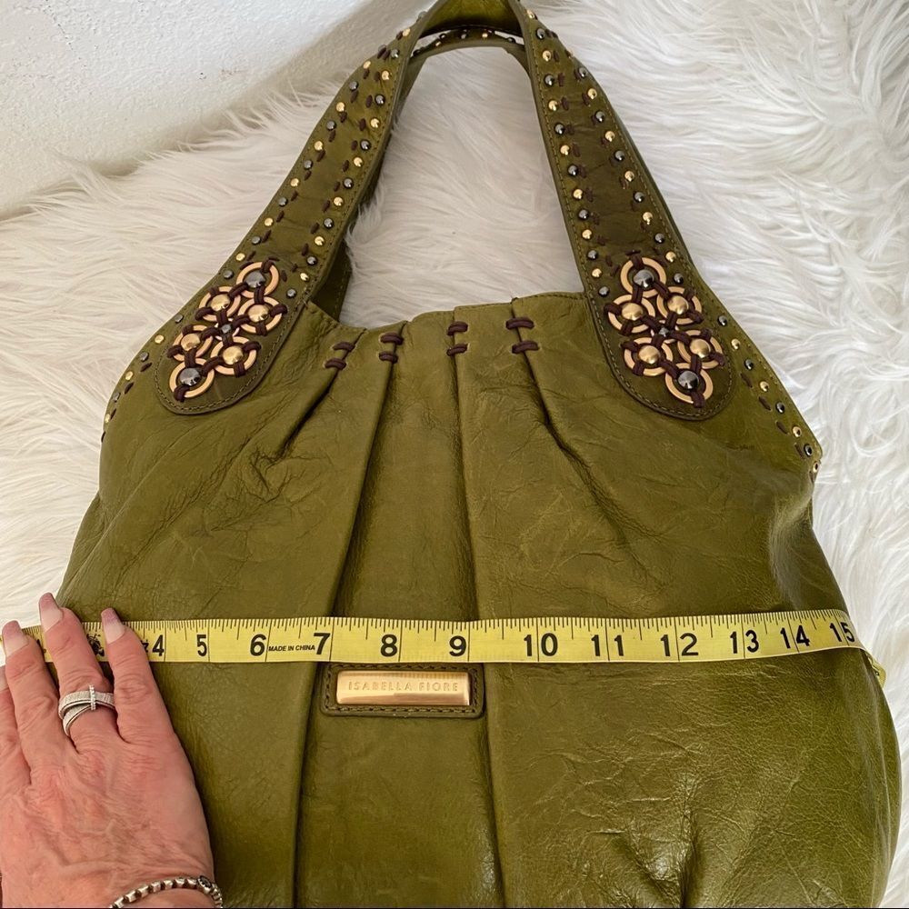 NEW Isabella Fiore Olive Green Leather Embellished Shoulder / Crossbody Purse - Picture 6 of 11